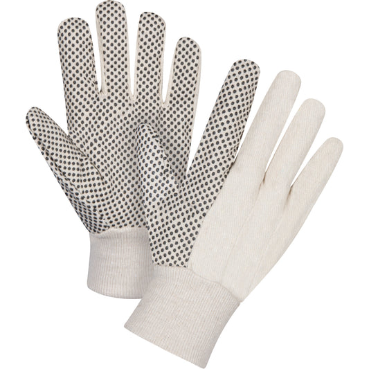 Zenith Safety Products Cotton Canvas Dotted Palm Gloves, 8 oz., Small