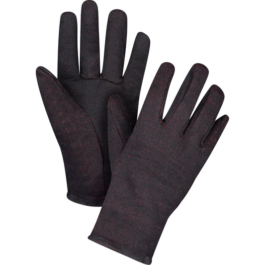 Zenith Safety Products Jersey Gloves, Large, Brown, Red Fleece, Slip-On
