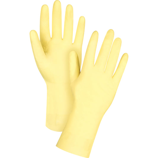 Zenith Safety Products Premium Canary Yellow Chemical-Resistant Gloves, Size Large/9, 12" L, Rubber Latex, Flock-Lined Inner Lining, 18-mil