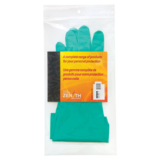 Zenith Safety Products Diamond-Grip Chemical-Resistant Gloves, Size 2X-Large, 13" L, Nitrile, Flock-Lined Inner Lining, 13-mil