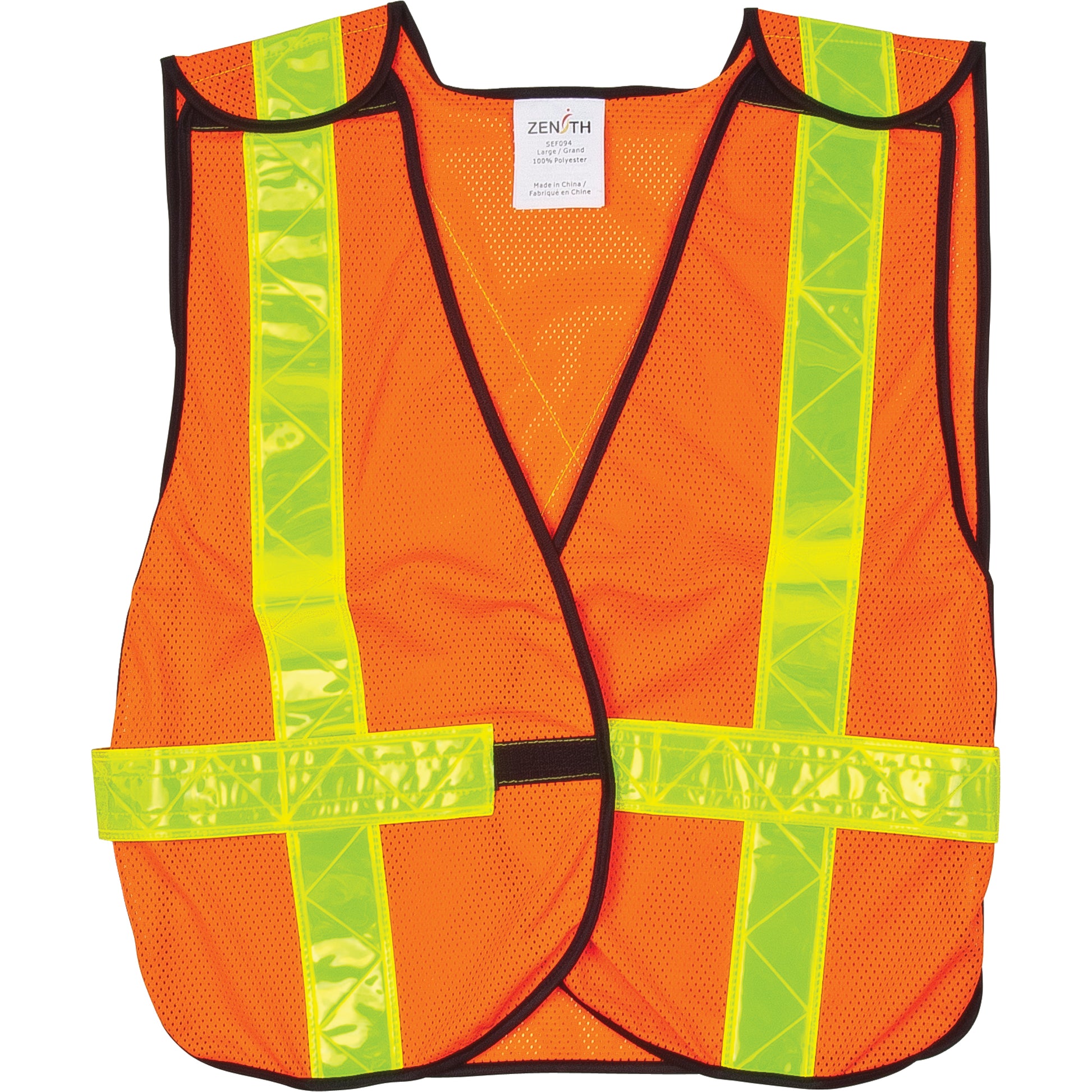 Zenith Safety Products Standard-Duty Safety Vest, High Visibility Orange, Large, Polyester