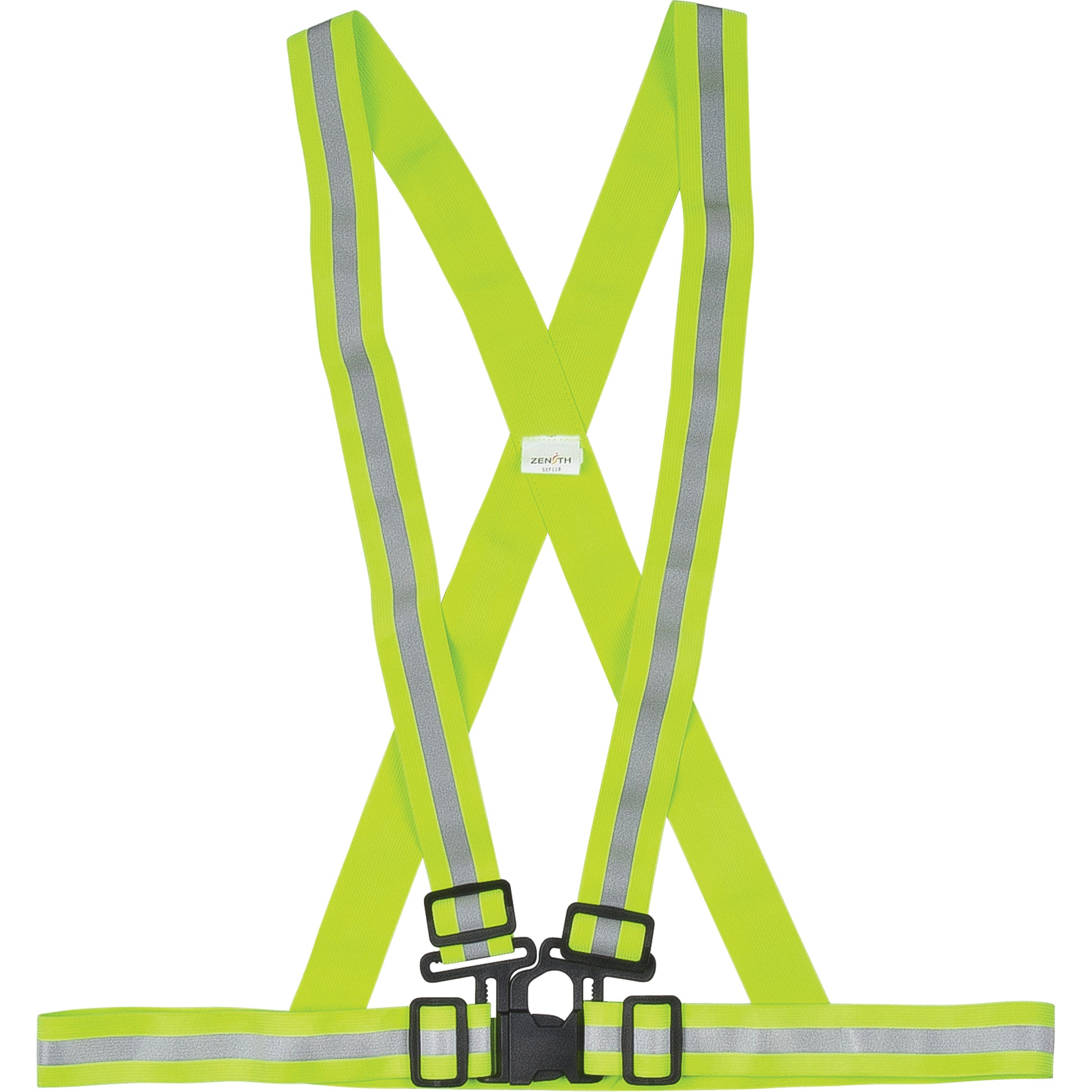 Zenith Safety Products Standard-Duty Safety Harness, High Visibility Lime-Yellow, Silver Reflective Colour, 3X-Large