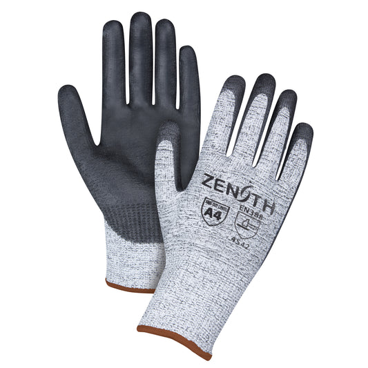 Zenith Safety Products Seamless Stretch Cut-Resistant Gloves, Size Large/9, 13 Gauge, Polyurethane Coated, HPPE Shell, ANSI/ISEA 105 Level 4/EN 388 Level 5