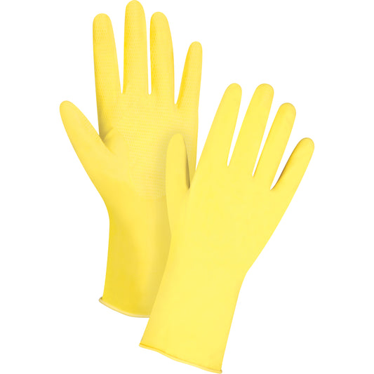 Zenith Safety Products Premium Canary Yellow Chemical-Resistant Gloves, Size Large/9, 12" L, Rubber Latex, Flock-Lined Inner Lining, 15-mil