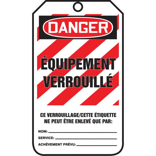 Accuform Signs Lockout Tags, Cardstock, 3-3/8" W x 5-7/8" H, French