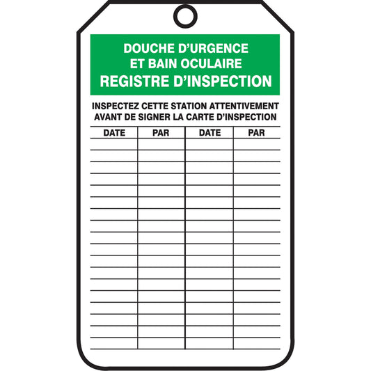 Accuform Signs Inspection Tags, Cardstock, 3-1/8" W x 5-7/8" H, French