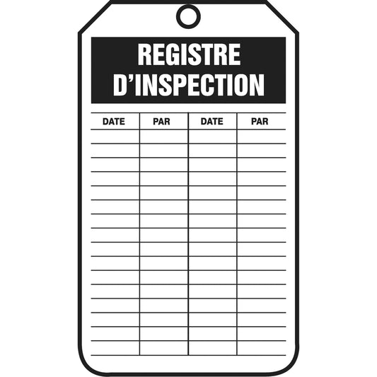 Accuform Signs Inspection Tags, Cardstock, 3-3/8" W x 5-7/8" H, French