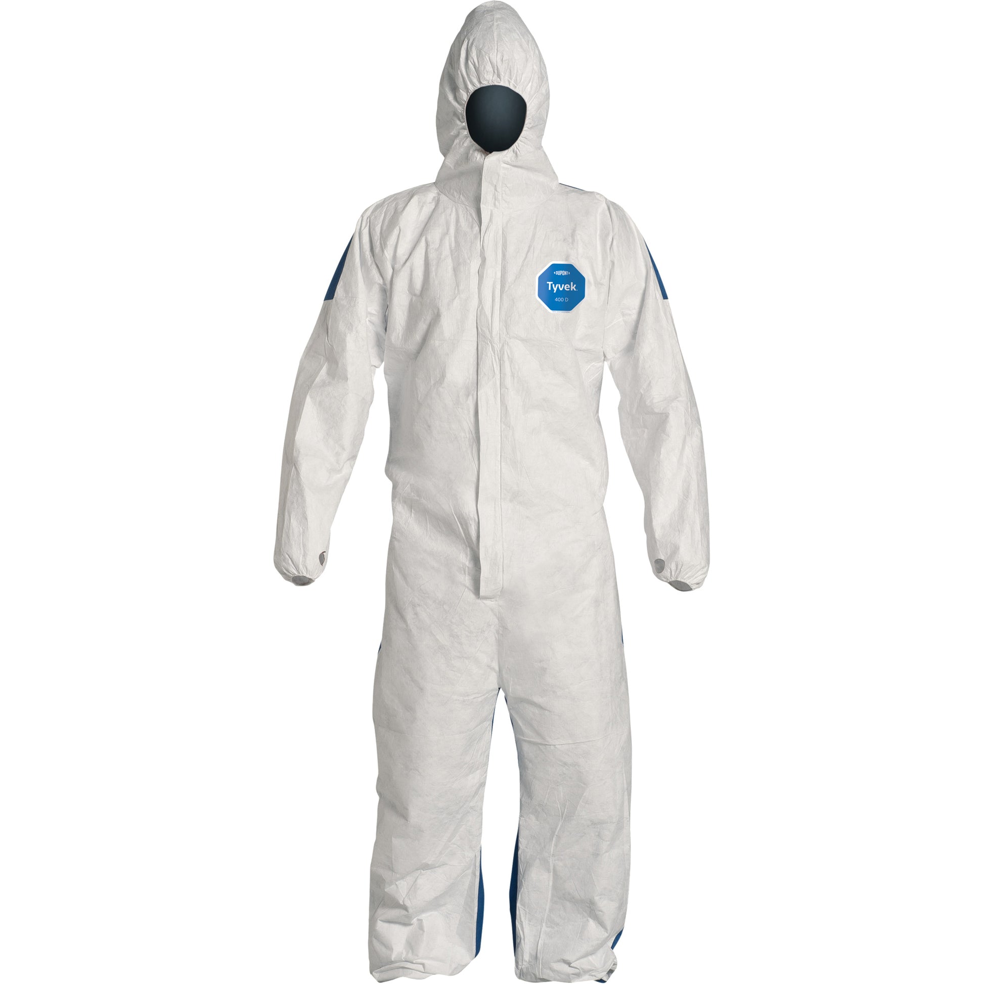 Dupont Personal Protection Hooded Coveralls, Medium, Blue/White, Tyvek® 400 D