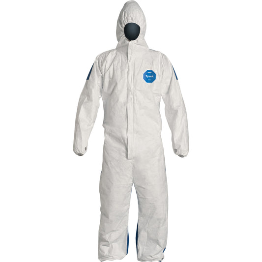 Dupont Personal Protection Hooded Coveralls, Medium, Blue/White, Tyvek® 400 D