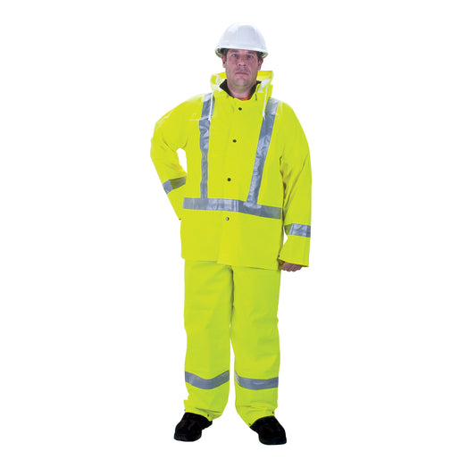 Zenith Safety Products RZ900 Premium Traffic Rain Suit, Polyester, Small, High Visibility Lime-Yellow