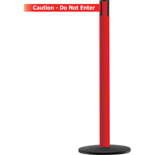 Tensator Advance TensaBarrier® Barrier Post, Steel, 36" H, White/Red Tape, 7.5' Tape Length