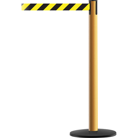 Tensator Advance TensaBarrier® Barrier Post, Steel, 36" H, Black/Yellow Tape, 7.5' Tape Length
