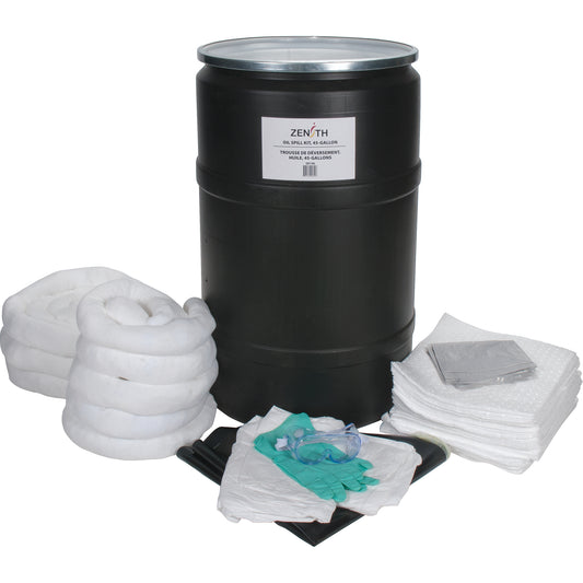 Zenith Safety Products Spill Kit, Oil Only, Drum, 55 US gal. Absorbancy