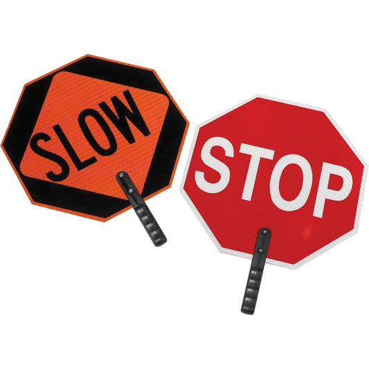 CCI Canada Double-Sided "Stop/Slow" Traffic Control Sign, 18" x 18", Plastic, English with Pictogram
