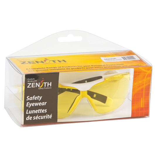 Zenith Safety Products Z1500 Series Safety Glasses, Amber Lens, Anti-Scratch, Meets/Exceeds CSA Z94.3