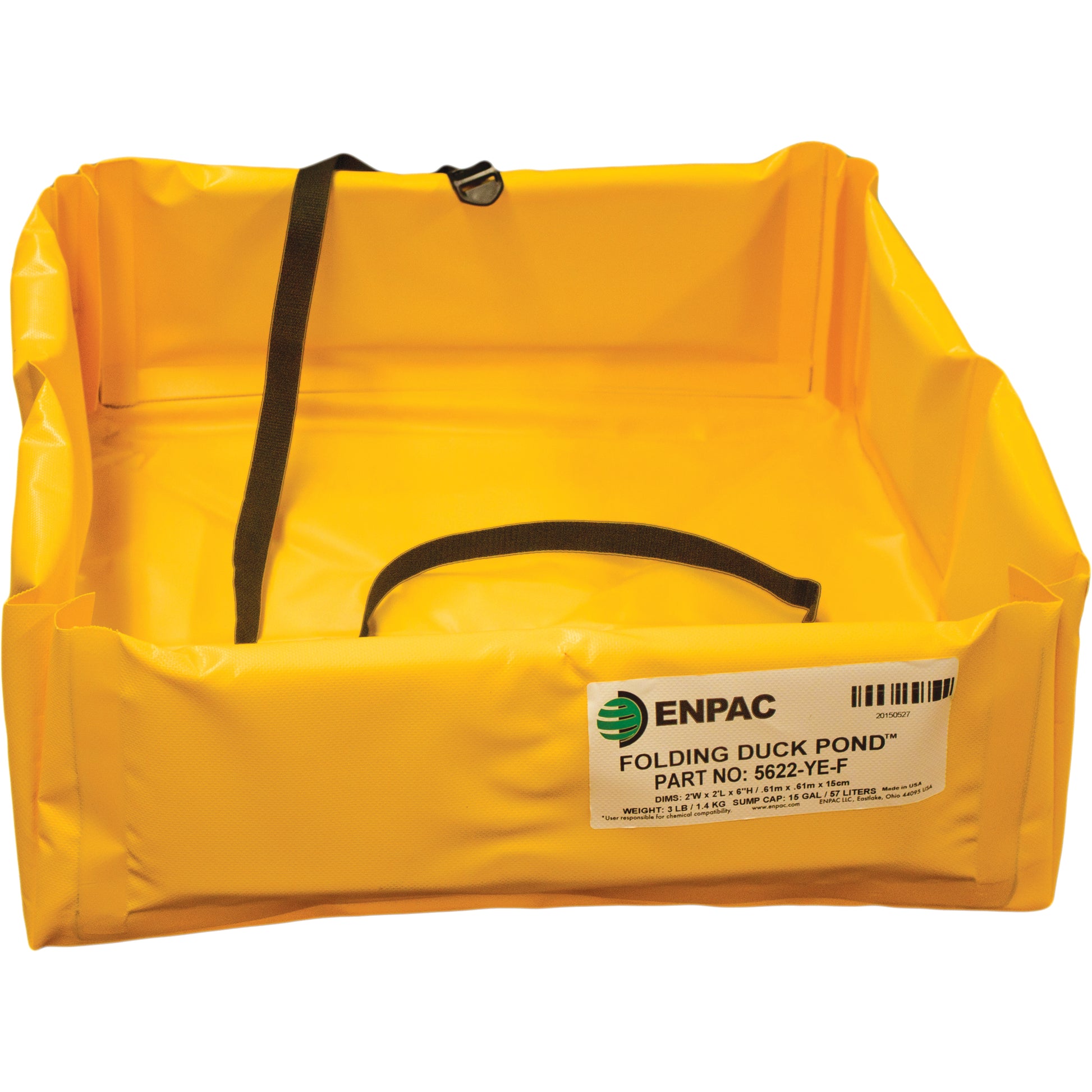 Enpac Folding Duck Ponds Mini-Berm Containment, 15 US gal. Capacity, 2' W x 2' L x 6" H, Foam Wall