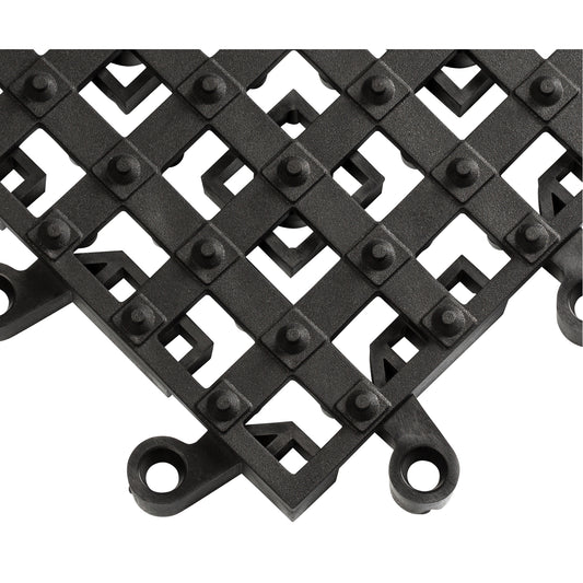 Wearwell ErgoDeck® Matting With Integrated No-Slip Cleats No. 553, PVC, 1-1/2' W x 1-1/2' L, 7/8" Thick, Black