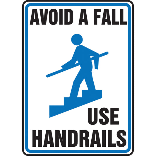 Accuform Signs "Use Handrails" Sign, 7" x 10", Plastic, English with Pictogram