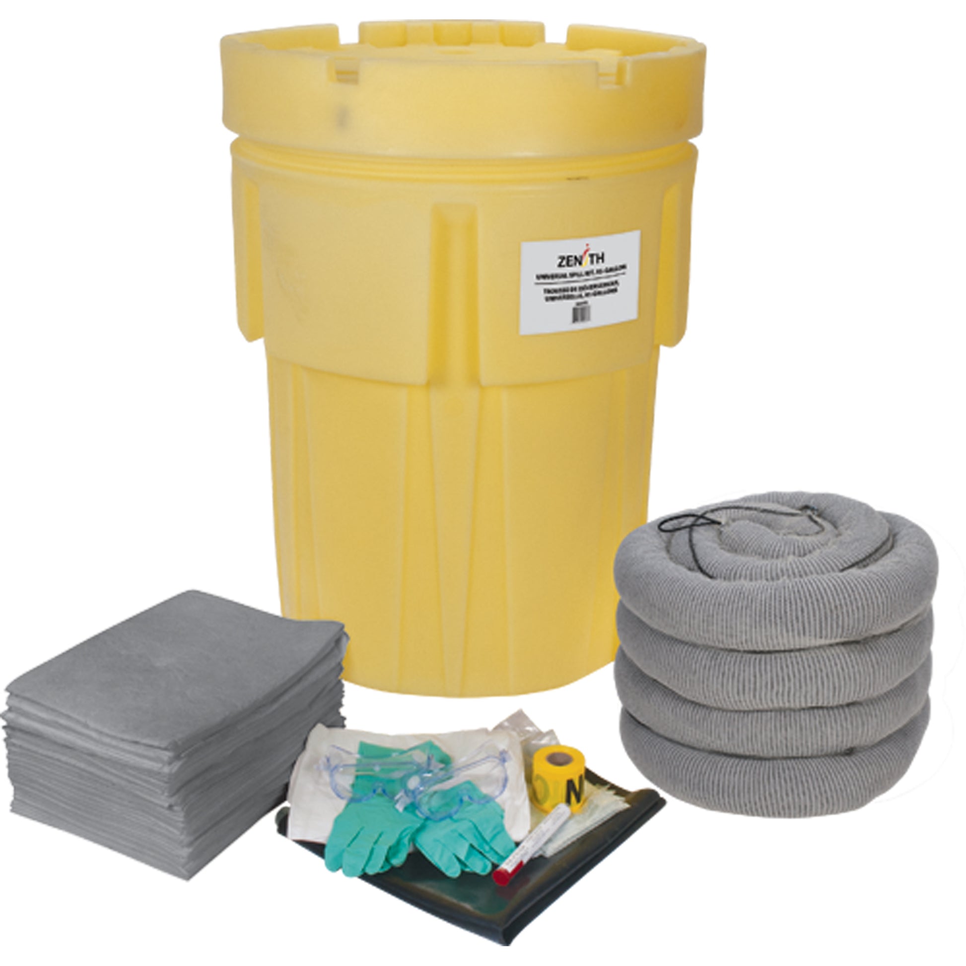 Zenith Safety Products Economy Spill Kit, Universal, Drum, 95 US gal. Absorbancy