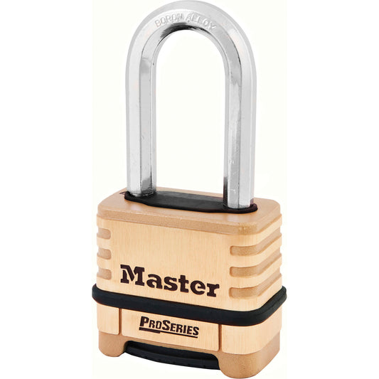 Master Lock ProSeries® Lock, Combination, Resettable, Brass Coating, 2-1/4" Width