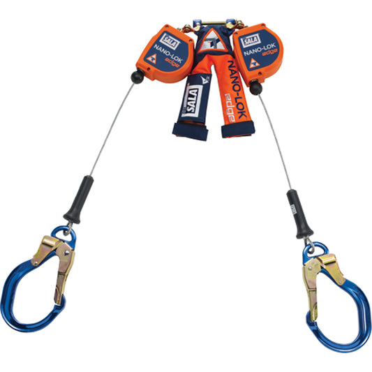 3M DBI Sala Fall Protection Nano-Lok™ Edge Twin-Leg Self Retracting Lifeline, 8', Stainless Steel, Stationary