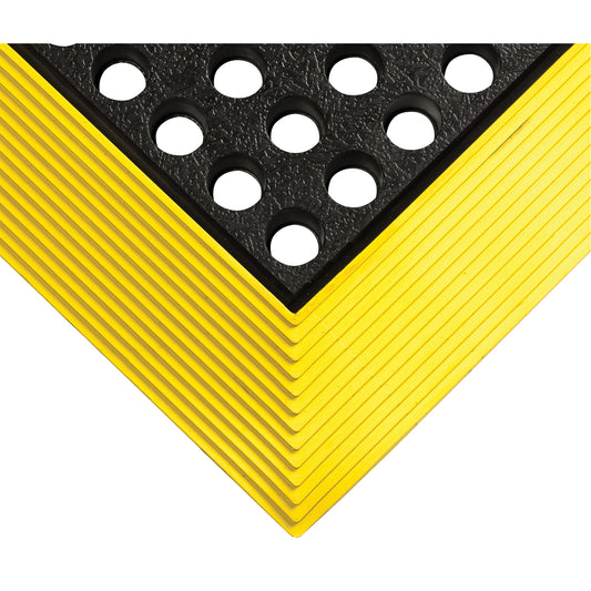 Wearwell Industrial Worksafe® No. 476 Mats, Slotted, 2' x 3' x 5/8", Black/Yellow, Natural Rubber
