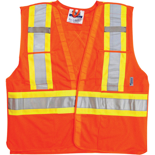 Viking Traffic Safety Vest, High Visibility Orange, 2X-Large/3X-Large, Polyester