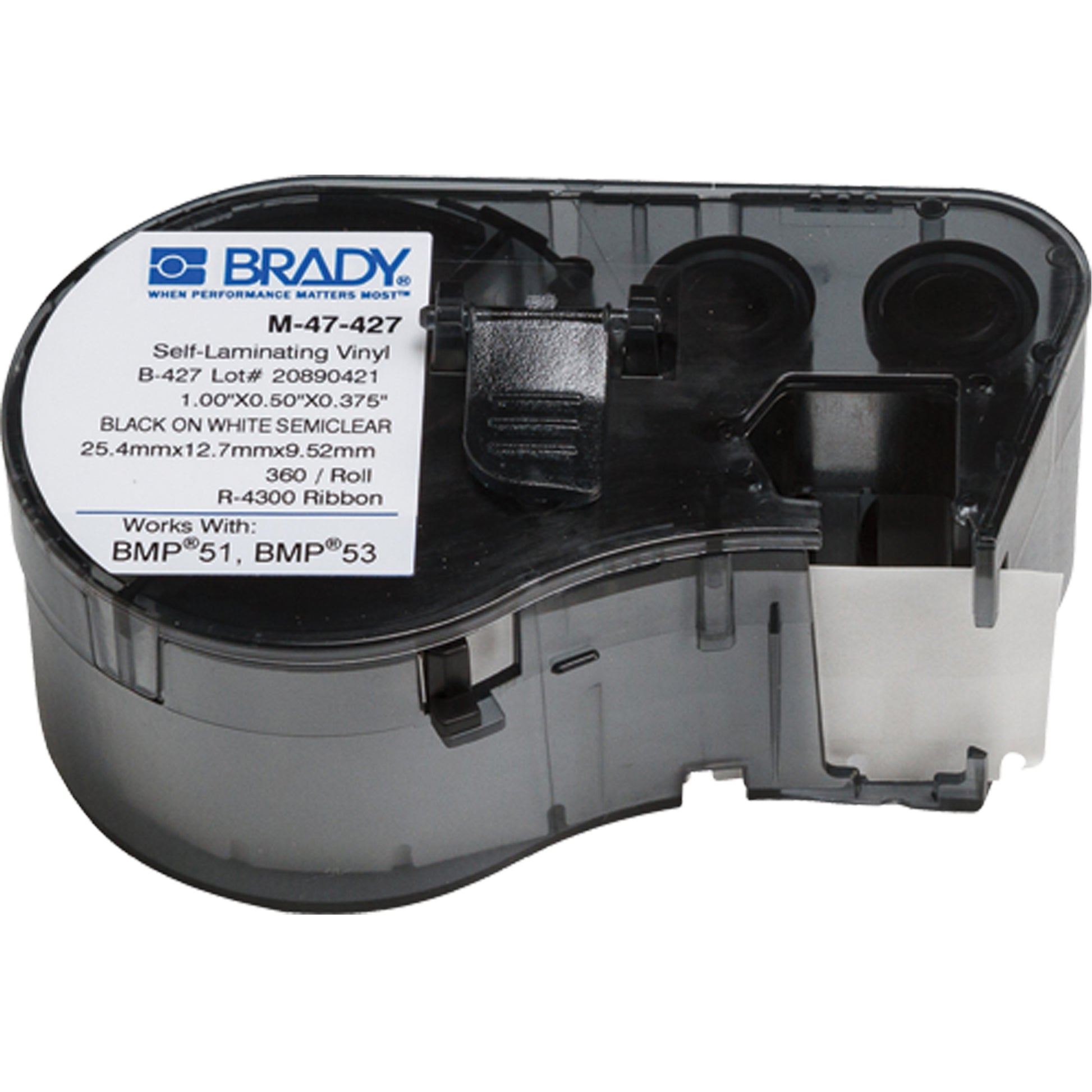 Brady Heat-Shrink Wire Marker Cartridge, Vinyl, 0.5" L x 1" H, White