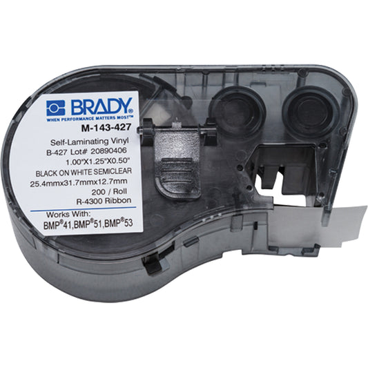 Brady Heat-Shrink Wire Marker Cartridge, Vinyl, 1" L x 1.25" H, White