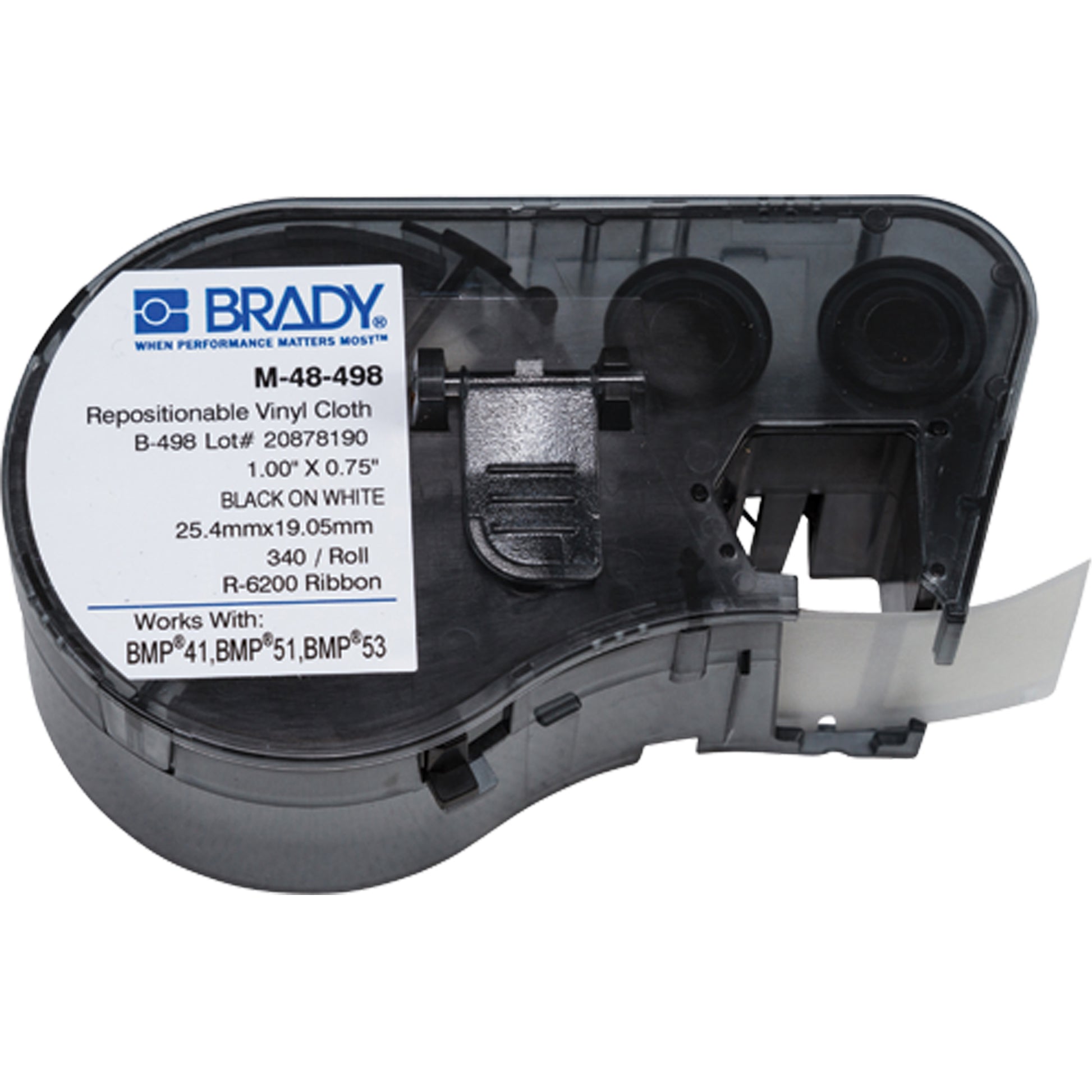 Brady Heat-Shrink Wire Marker Cartridge, Vinyl, 0.75" L x 1" H, White