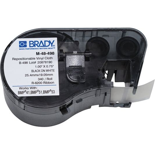 Brady Heat-Shrink Wire Marker Cartridge, Vinyl, 0.75" L x 1" H, White
