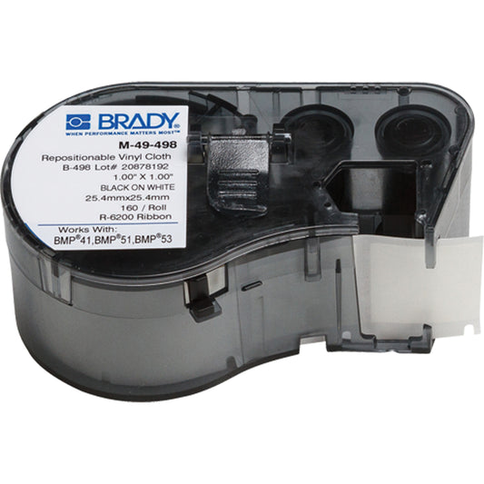 Brady Heat-Shrink Wire Marker Cartridge, Vinyl, 1" L x 1" H, White