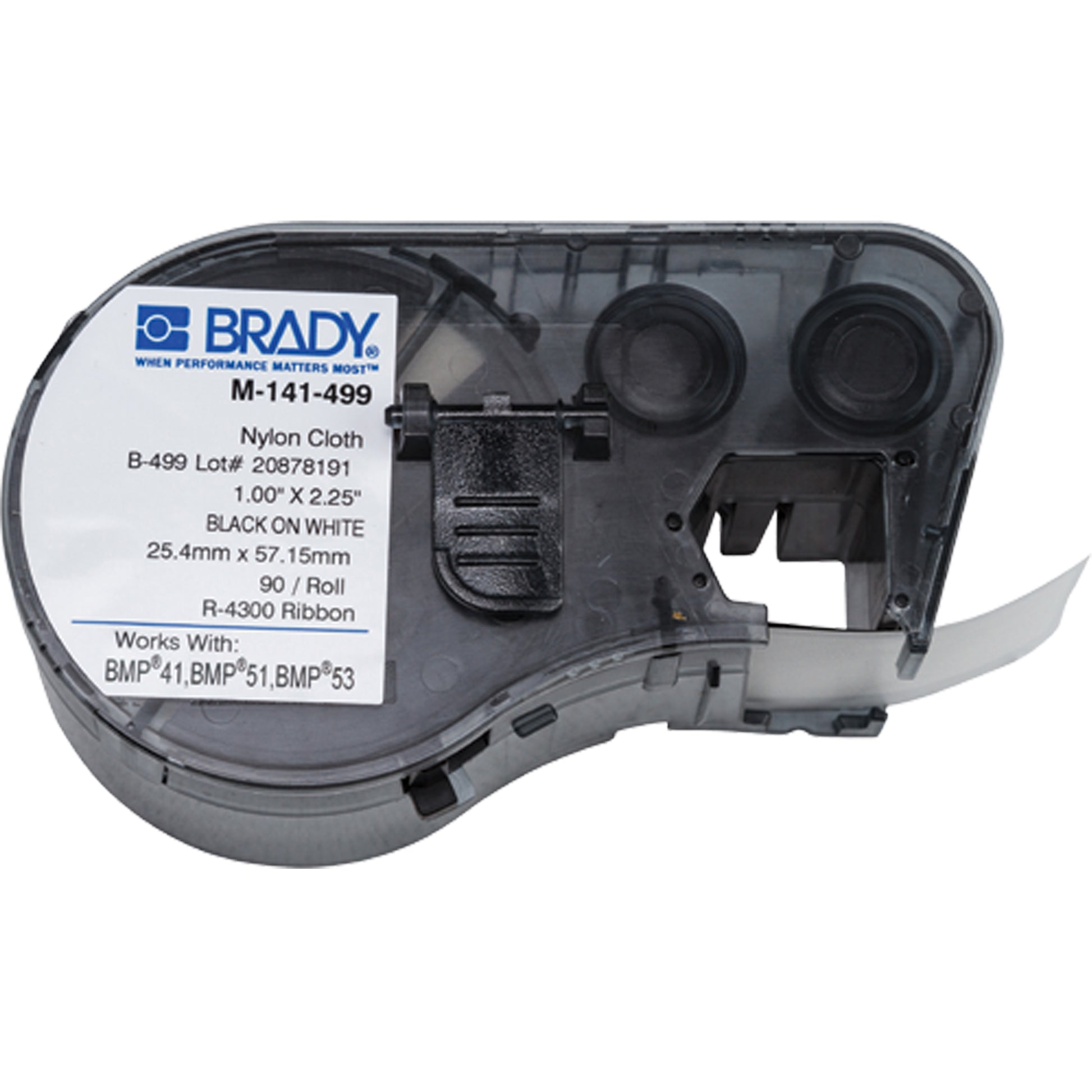 Brady Heat-Shrink Wire Marker Cartridge, Nylon Cloth, 1" L x 2.25" H, White