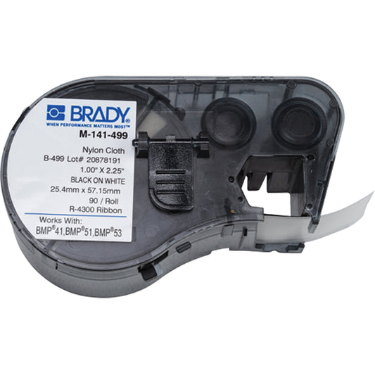 Brady Heat-Shrink Wire Marker Cartridge, Nylon Cloth, 1" L x 2.25" H, White
