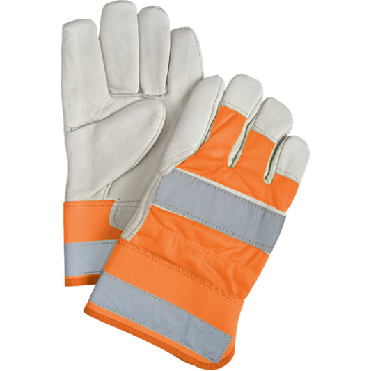 Zenith Safety Products Premium Quality High Visibility Fitters Gloves, Large, Grain Cowhide Palm, Cotton Inner Lining