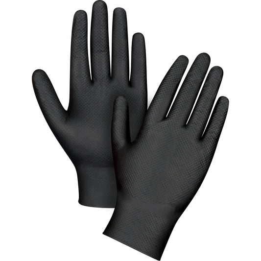 Zenith Safety Products Heavyweight Tactile Grip Examination Gloves, Medium, Nitrile, 8-mil, Powder-Free, Black