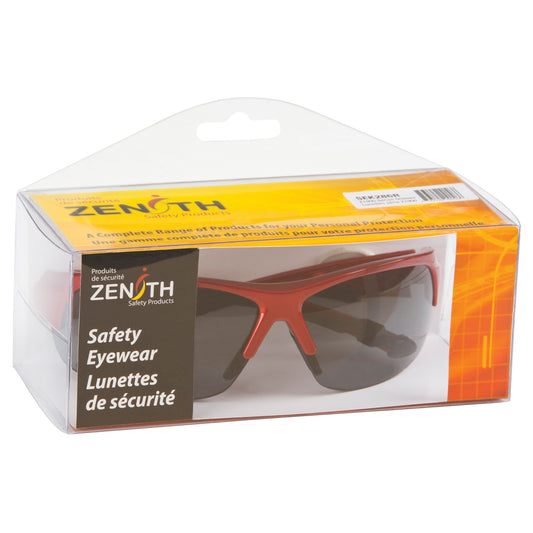 Zenith Safety Products Z1900 Series Safety Glasses, Grey/Smoke Lens, Anti-Scratch, Meets/Exceeds CSA Z94.3