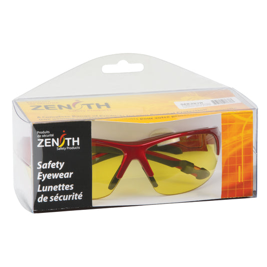 Zenith Safety Products Z1900 Series Safety Glasses, Amber Lens, Anti-Scratch, Meets/Exceeds CSA Z94.3
