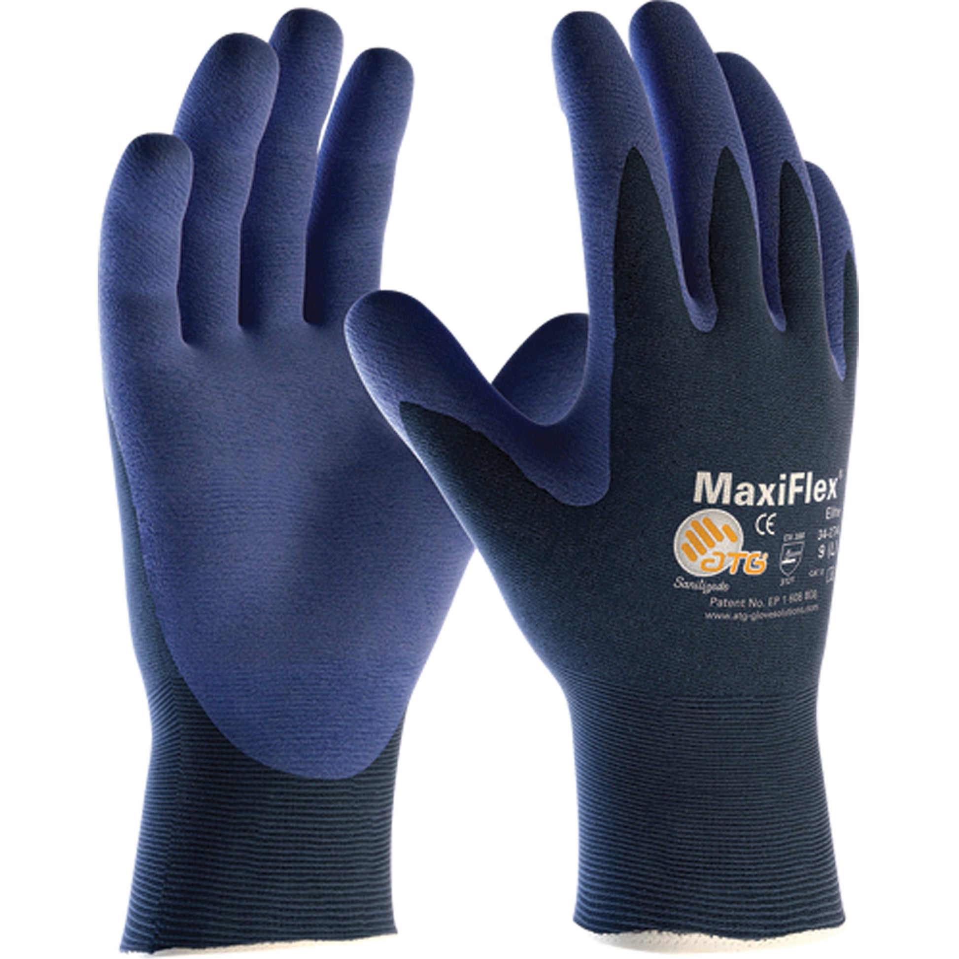 Protective Industrial Products ATG MaxiFlex® Elite™ 34-274 Gloves, 8/Medium, Foam Nitrile Coating, 18 Gauge, Nylon Shell