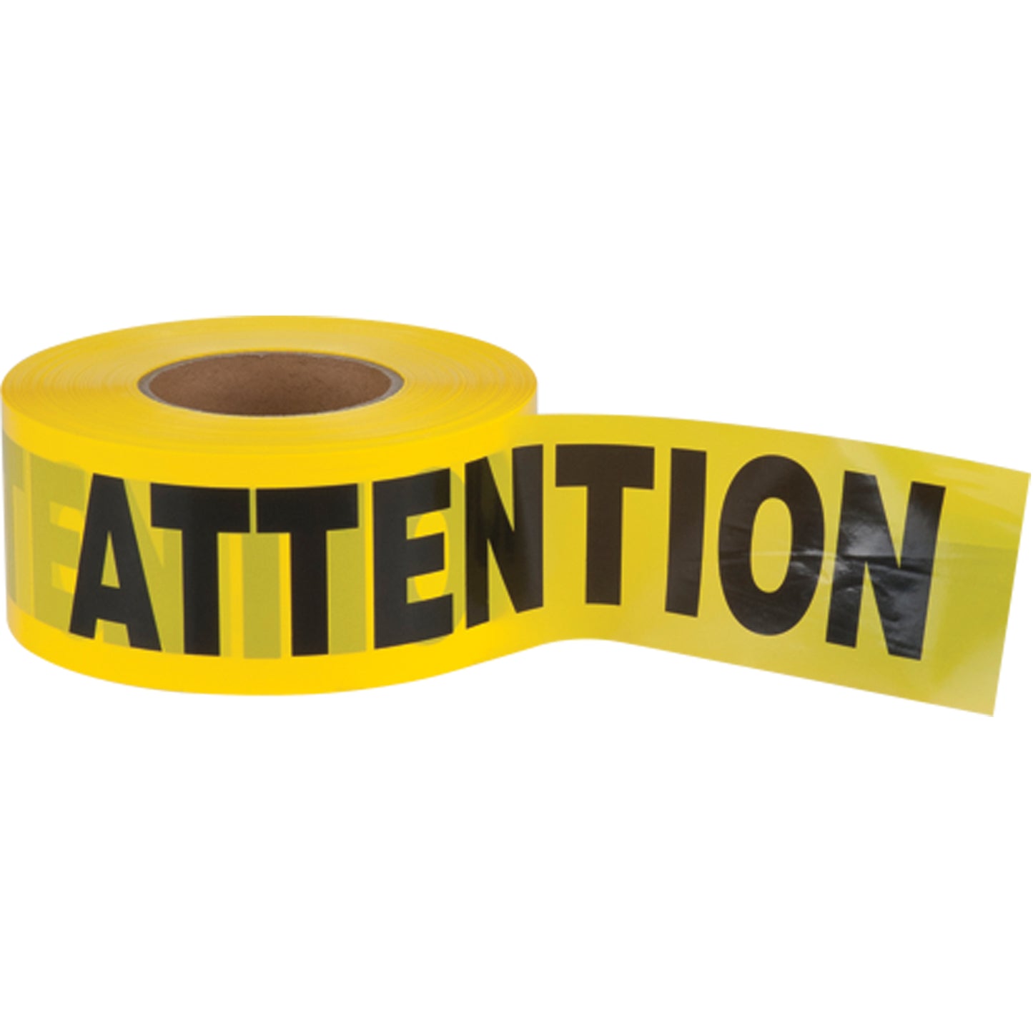 Zenith Safety Products "Attention" Barricade Tape, Bilingual, 3" W x 1000' L, 2 mils, Black on Yellow
