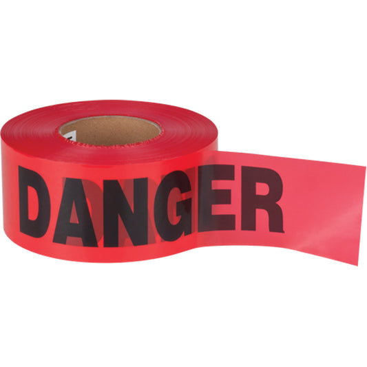 Zenith Safety Products "Danger" Barricade Tape, Bilingual, 3" W x 1000' L, 1.5 mils, Black on Red