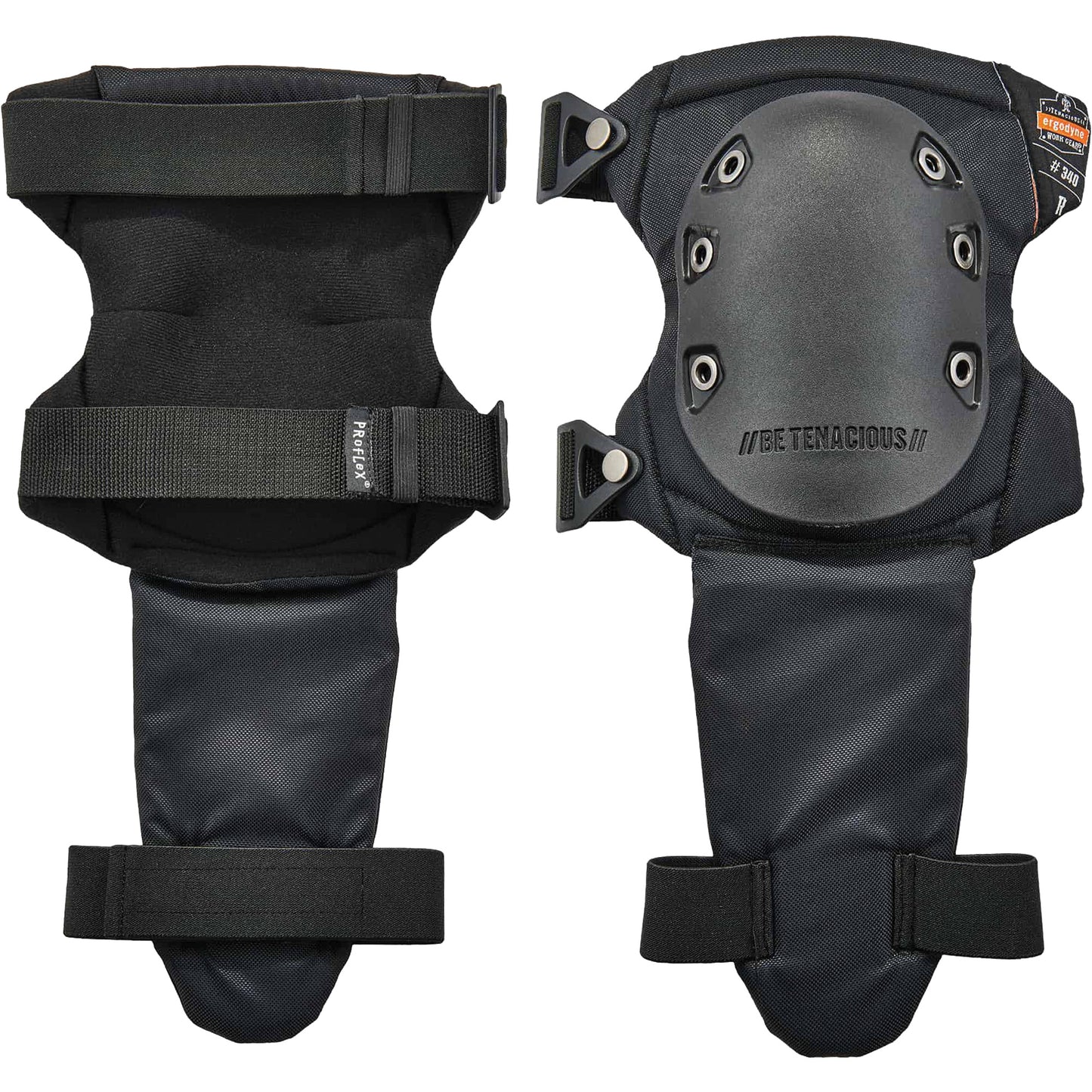 Ergodyne ProFlex 340 Slip-Resistant Knee Pads with Shin Guards, Buckle Style, Rubber Caps, Foam Pads