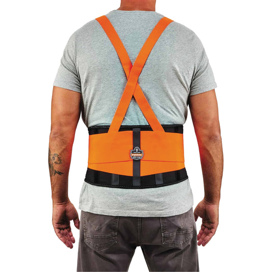 Ergodyne ProFlex 100HV Economy Spandex Hi-Vis Back Support Brace, Elastic, Large