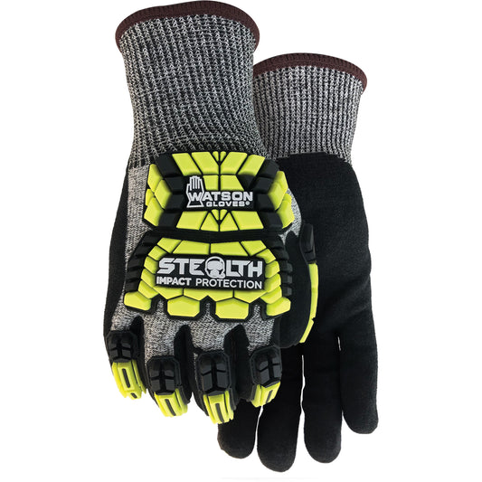 Watson Gloves Stealth Hellcat Impact Gloves, X-Large, HPPE Palm, Knit Wrist Cuff