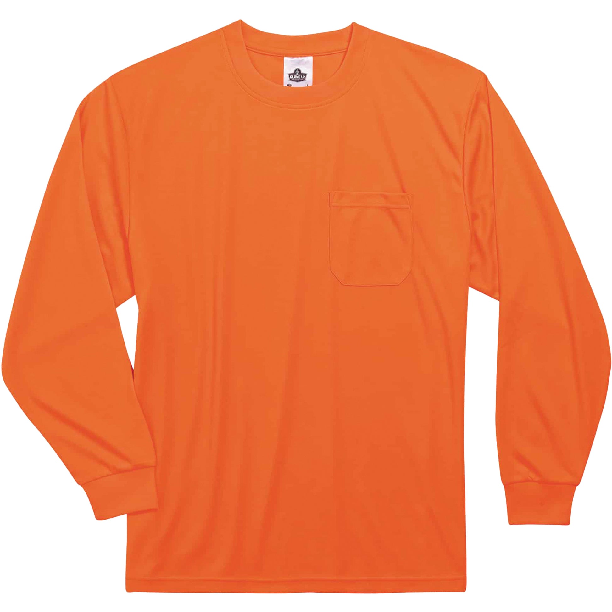 Ergodyne GloWear 8091 Non-Certified Long Sleeve T-Shirt, Polyester, Large, High Visibility Orange