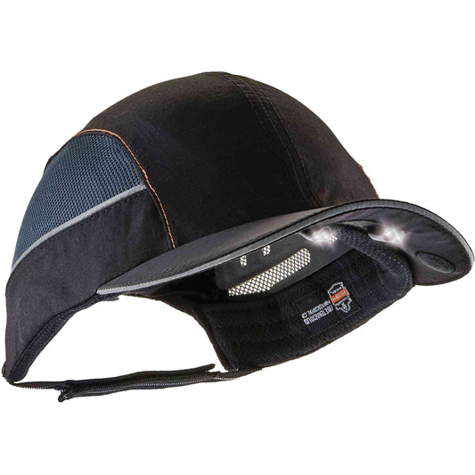 Ergodyne Skullerz® 8960 Long Brim Bump Cap with LED Lighting, Black