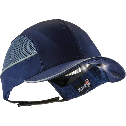 Ergodyne Skullerz® 8960 Long Brim Bump Cap with LED Lighting, Navy Blue