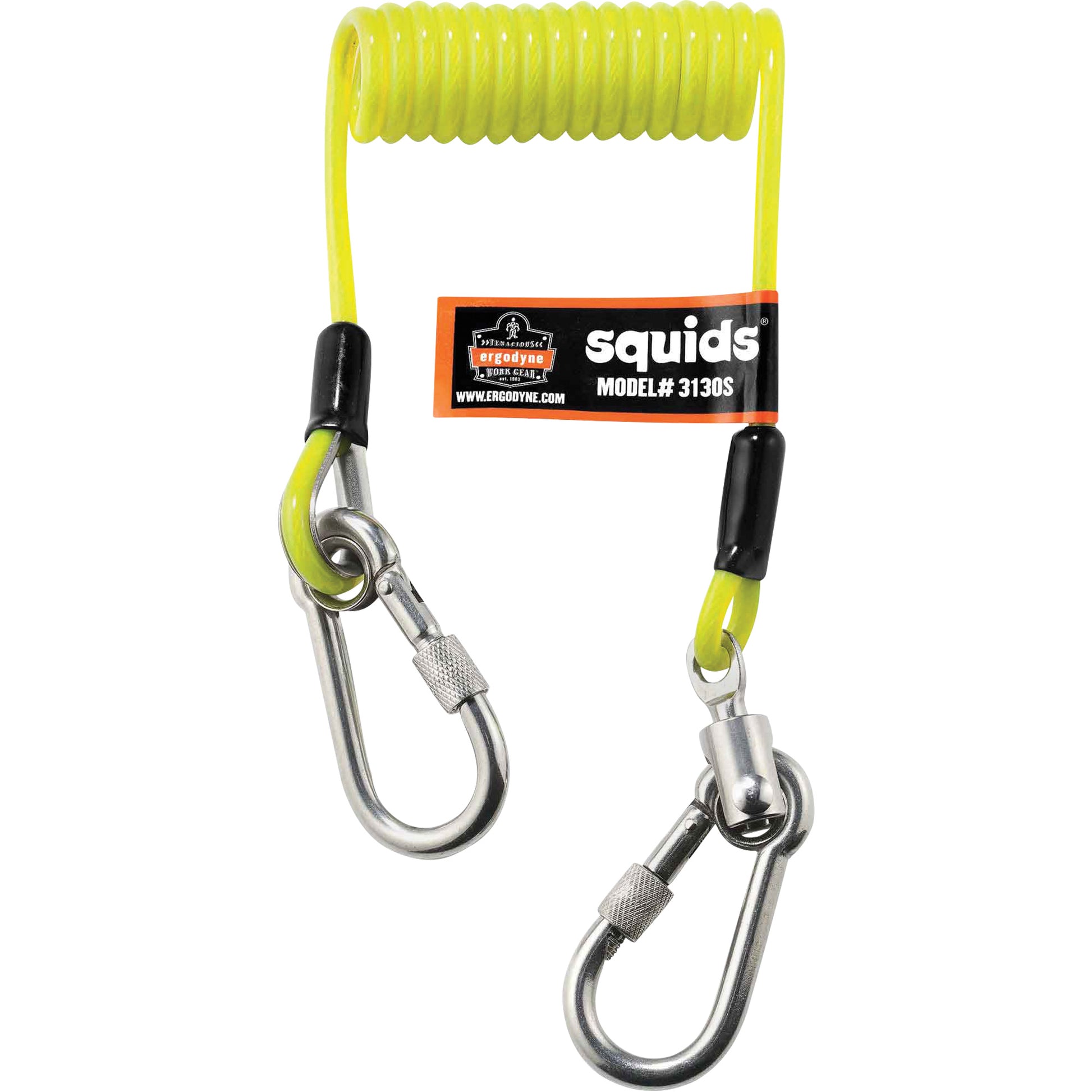 Ergodyne Coiled Cable Lanyard, Coil, Dual Carabiner