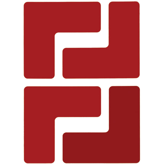 Brady Floor Corner Marks, L, 5" L x 2" W, Red, Polyester
