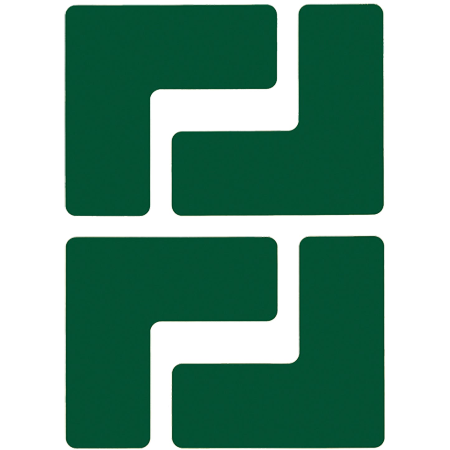 Brady Floor Corner Marks, L, 5" L x 2" W, Green, Polyester